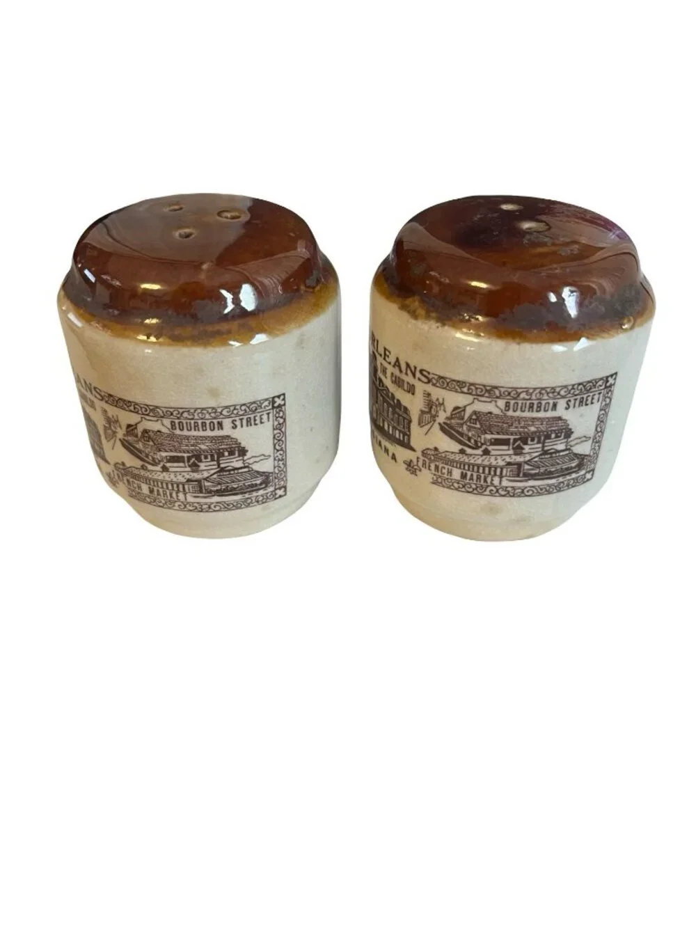 Vintage New Orleans Salt and Pepper Shakers French Market Bourbon Street Louisia